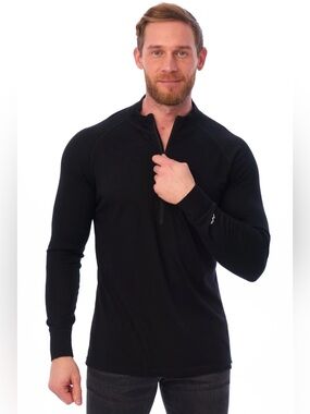 Merino Tech Men's Merino Half Zip Long Sleeve 250 Black